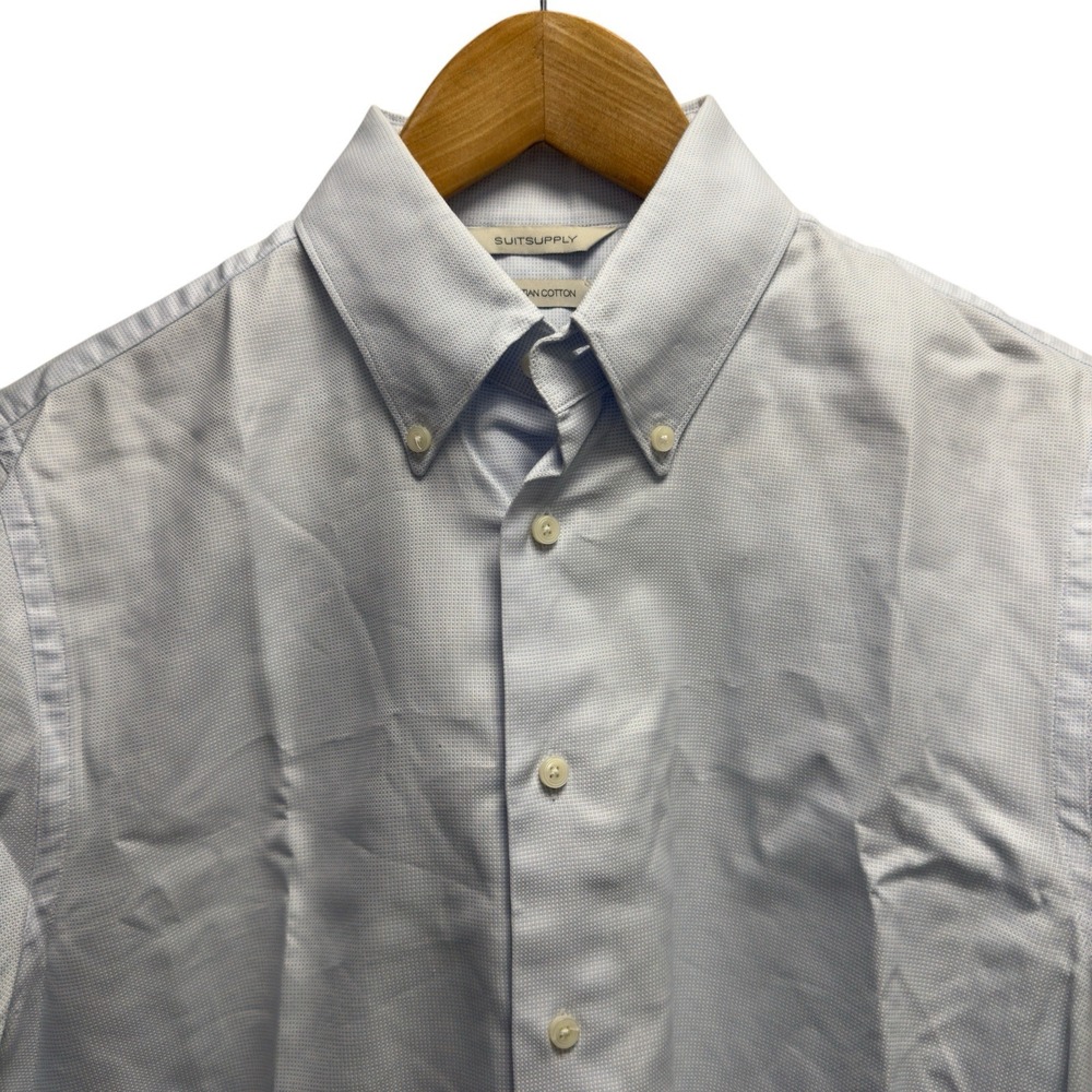 Suitsupply Men's 38/15 Extra Slim Egyptian‎ Cotton French Cuff Blue Dress Shirt